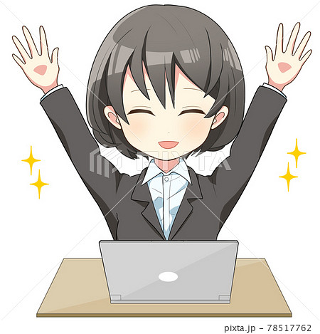 パソコンを使う女性 バストアップイラスト やったーのイラスト素材 パソコンを使う女性 バストアップイラスト やったーのイラスト素材