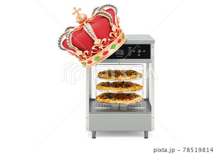 Refrigerated display case with golden crown, 3D rendering 78519814