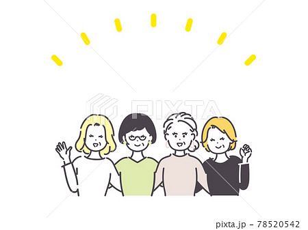 肩を組むシニア女性のイラスト 78520542