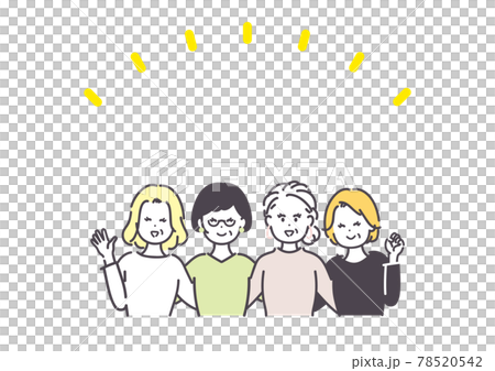 Illustration of a senior woman with her arm around her shoulders 78520542