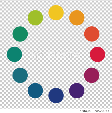 Illustration of the 12 basic colors of the color wheel 78520943