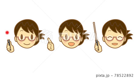 説明する女性の顔アイコンセット_眼鏡 説明する女性の顔アイコンセット_眼鏡 78522892