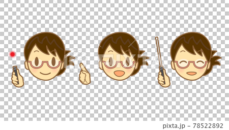 説明する女性の顔アイコンセット_眼鏡 説明する女性の顔アイコンセット_眼鏡 78522892