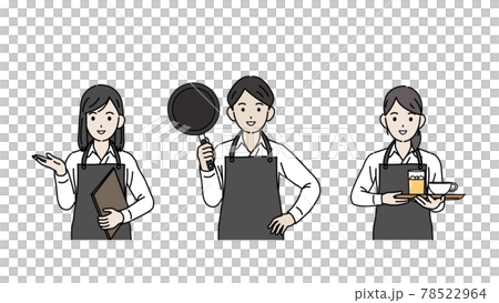 Restaurant hall staff waitress part-time job male and female illustration material 78522964