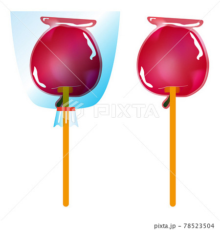 夏祭りに食べたいりんご飴のイラスト素材 夏祭りに食べたいりんご飴のイラスト素材