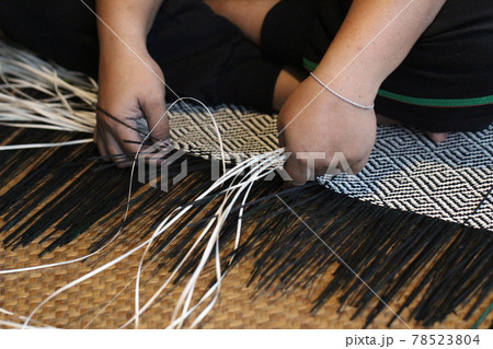 Close-up image of asian female hands tailor manual working sewing crafting at textile factory, advertisement backgrounds Close-up image of asian female hands tailor manual working sewing crafting at textile factory, advertisement backgrounds 78523804