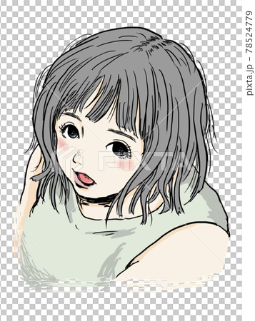 舌を出してるぽっちゃり女子のイラスト素材 舌を出してるぽっちゃり女子のイラスト素材
