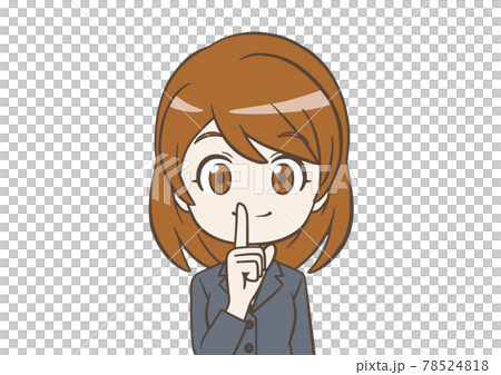 一個穿西裝的女人，食指放在嘴上 78524818