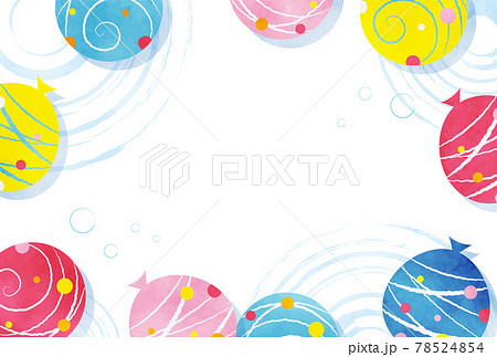 水に浮かぶヨーヨー（水風船）のイラストの背景素材 78524854