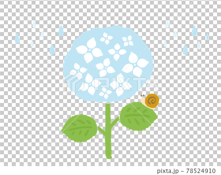 かわいい紫陽花とかたつむりと雨 アジサイ 夏(梅雨)/手書きイラスト かわいい紫陽花とかたつむりと雨 アジサイ 夏(梅雨)/手書きイラスト 78524910