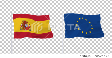 歐盟和西班牙旗幟 78525472