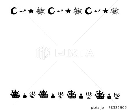 ハロウィンラインフレームイラスト モノクロ のイラスト素材 ハロウィンラインフレームイラスト モノクロ のイラスト素材