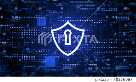 Shield Icon Cyber Security Technology Digital Data Protection Future Background. 3d rendering 78526067