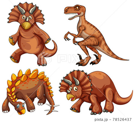 Set of brown dinosaur cartoon character 78526437