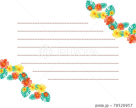 モンステラと元気な夏カラーのお花フレーム 78526957