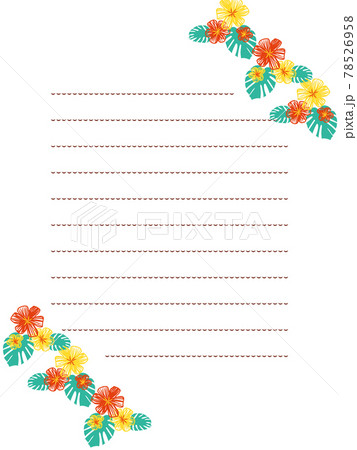 モンステラと元気な夏カラーのお花フレーム 78526958