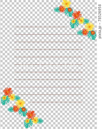 モンステラと元気な夏カラーのお花フレーム 78526958