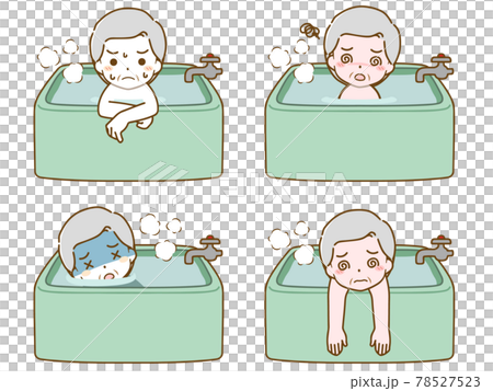 Elderly man feeling unwell in the bath Elderly man feeling unwell in the bath 78527523