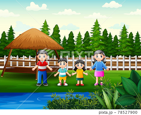 Illustration of the family in the park 78527900