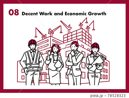 働きがいも経済成長も　働く男女のイラスト 78528323