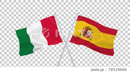 イタリアとスペインの国旗のイラスト素材