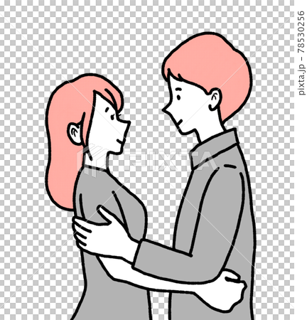 見つめ合うカップルのイラストのイラスト素材