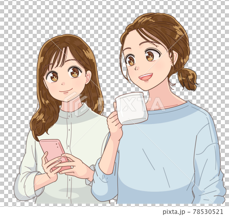 Two young women having a relaxed conversation 78530521