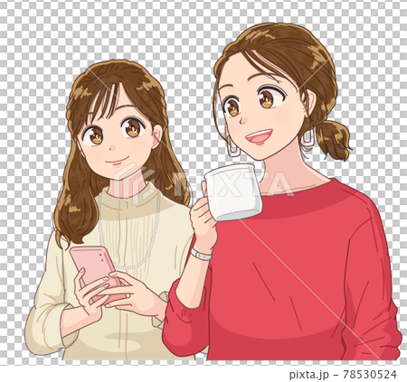 Two women talking in a cafe 78530524