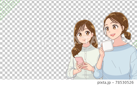 Two young women having a relaxed conversation 78530526