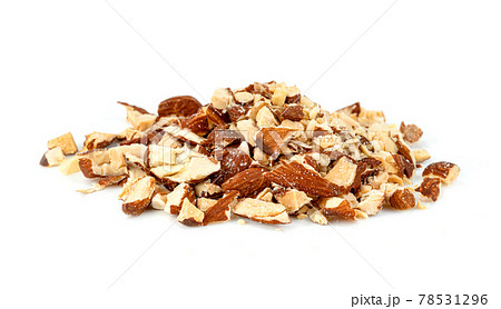broken almonds natural roasted isolated on white background 78531296