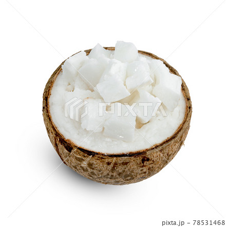 Coconut milk tropical fruit or fluffy coconut chopped isolated on white background Coconut milk tropical fruit or fluffy coconut chopped isolated on white background 78531468