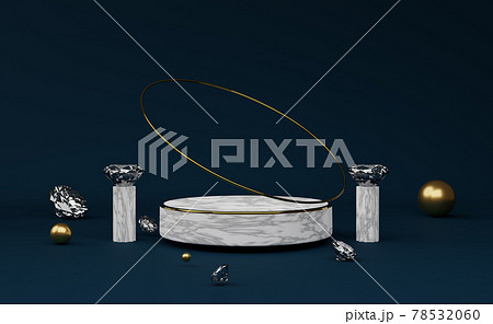 marble podium empty with diamond and geometric shapes in blue composition for modern stage display and minimalist mockup ,abstract showcase background ,Concept 3d illustration or 3d render marble podium empty with diamond and geometric shapes in blue composition for modern stage display and minimalist mockup ,abstract showcase background ,Concept 3d illustration or 3d render 78532060