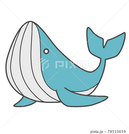 かわいい水色のクジラのイラスト素材