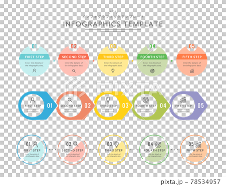 一組資訊圖表範本數字流簡單的圓圈行銷材料步驟 78534957
