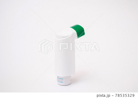 Asthma inhaler on white background. Iinhalation Aerosol for the treatment of bronchial asthma Asthma inhaler on white background. Iinhalation Aerosol for the treatment of bronchial asthma 78535329
