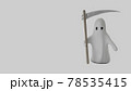 Cute cartoon grim reaper. Isolated on white 3d render 78535415