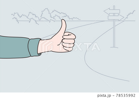 Hitchhiking, hitching, thumbing concept. Hitchhiking, hitching, thumbing concept. 78535992