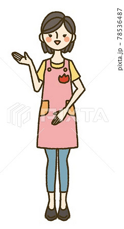 ご案内をする女性保育士の全身イラスト(左) 78536487
