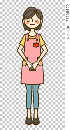 一位女幼兒園老師道歉的全身插圖 78536490