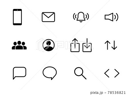 ウェブやスマートフォンのアプリ アイコンセットのイラスト素材