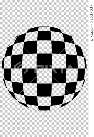 黒色の市松模様の球体加工デザインのイラスト素材