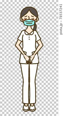 謝罪をする女性看護師の全身イラスト(右) 78537241