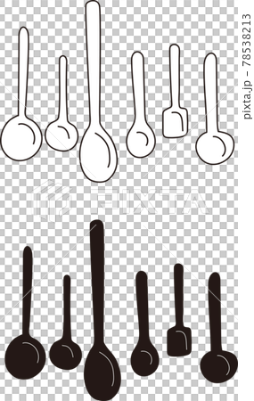 簡単なスプーンのイラストセット モノクロのイラスト素材 簡単なスプーンのイラストセット モノクロのイラスト素材