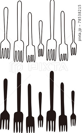簡単なフォークのイラストセット モノクロのイラスト素材
