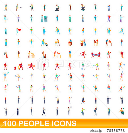 100 people icons set, cartoon style 100 people icons set, cartoon style 78538778