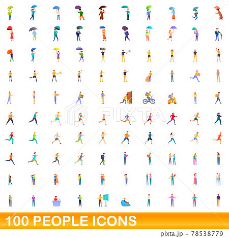 100 people icons set, cartoon style 100 people icons set, cartoon style 78538779