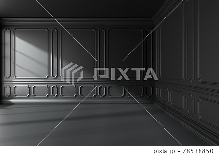 Black empty room with classic style decoration on walls. 78538850