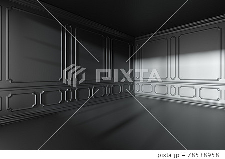 Black empty room with classic style decor on walls. 78538958