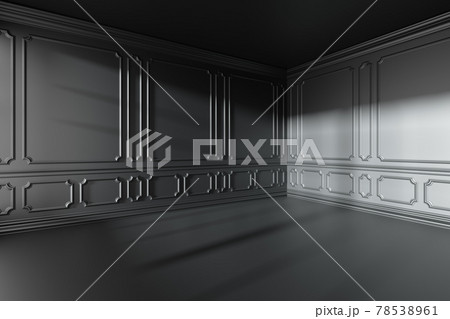 Empty black room with classic style decor on walls 78538961