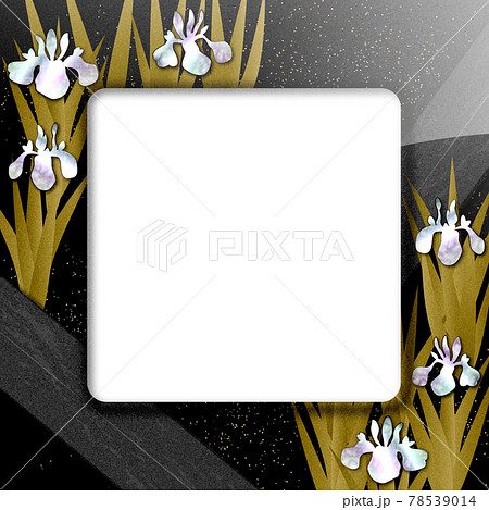杜若の花の螺鈿蒔絵風イラスト　コピースペースあり 78539014